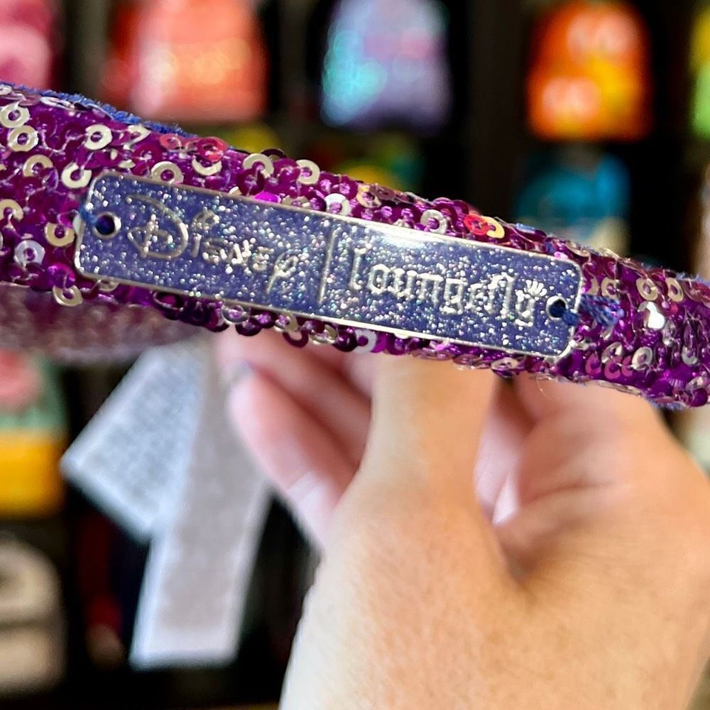 Purple & Silver Disney Parks Sequin Loungefly Mini Backpack & Ears NWT - Picture 11 of 13